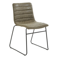 OSP Home Furnishings HAL2-P46 Halo Stacking Chair in Olive Faux Leather with Black Base